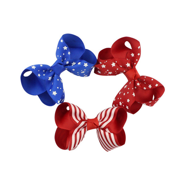 Find_To American Independence Day Children's Flag Bow Hairpin Baby Headwear National Day Accessories FPH0009