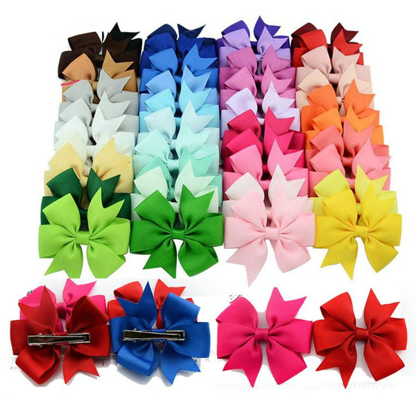 Fashion 3 inch Baby Girl Grosgrain Ribbon Hair Bows Children Hair Accessories Baby Hairbows Girl Hair Bows With Clip 40 color