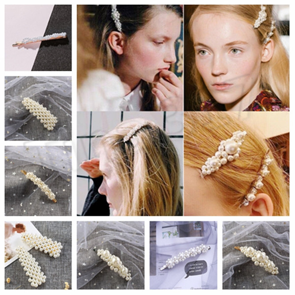 Korean ins pearl hairpin schoolgirl temperament A word clip web celebrity bangs clip beautiful headdress T2C5038