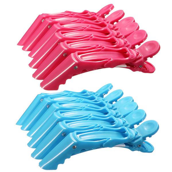 6 Pcs Hairdressing Salon Sectioning Clamp Crocodile Hair Clips Hairpin Grip 2 Color Styling Tools