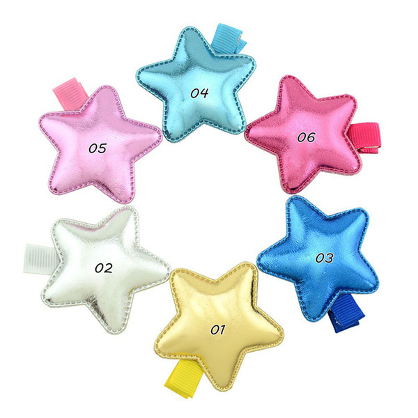 New Baby Five-point Star Heart Crown Shape Hair Clip Girls Hair Accessories Hairpins Children's Glossy Leather Side Clip