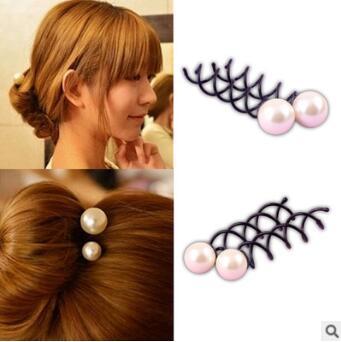 Beautiful 2 Size Pearl Spiral Metallic Hair Clips Sliver Buds Fixation Hairpin Hair Care & Styling Tools HA057