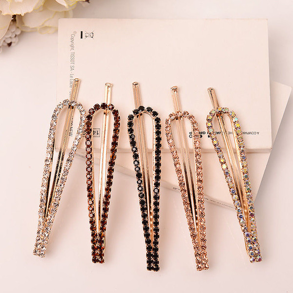 Fashion Women Girls U-Shaped Crystal Rhinestone Hairpin Headwear Edge Clamp Gift #R50