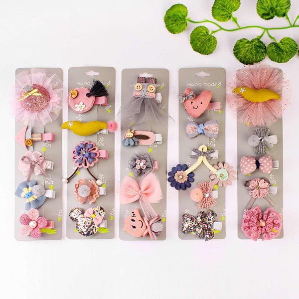 Korean Princess Princess hairpin children's hairpin set cloth bow tie card gift box pastoral little fresh headwear wholesale