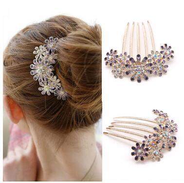 1pcs Fashion Crystal Flower Hairpin Metal Hair Clips Comb Pin for Women Female Hair clips Hair Comb Accessories Styling Tool