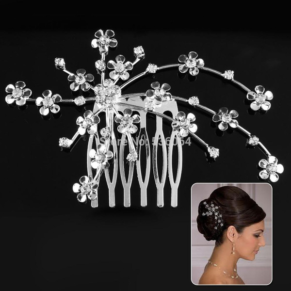 1 pcs 9 x 6 cm Little Flower Wedding Party Prom Crystal Hair comb Clip Pin Rhinestone hair clip styling tools shipping