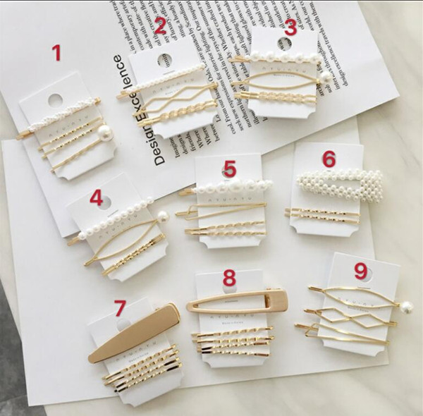 2019 Gold Metal Minimalist Geometric Irregular Hair Clips Imitination Pearl Hairpins Barrette Hairgrip Hair Styling Accessories free ship