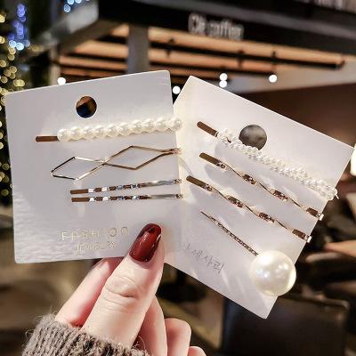 2019 New Korean Fashion Women Simulated peal Hair Pins Geometric Elegant Hair Clips Sweety Barrettes Sets Hair Jewelry Gifts