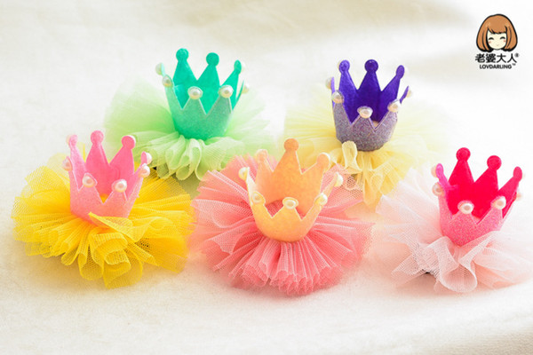 LOVDARING Cloth cute crown inlaid hair clip fashion children's beautiful hair clip