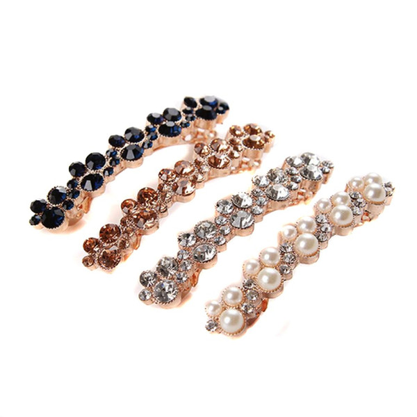 New Arrival Crystal Rhinestone Pearl Barrettes Hair Clip Clamp Fashion Jewelry Hair Accessories