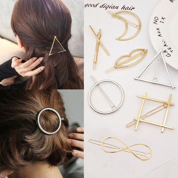 Tamax Multi-Styles Hairpins Triangle Moon Hair Pin Jewelry Round Hair Clip For Women Girls Barrettes Head Accessories