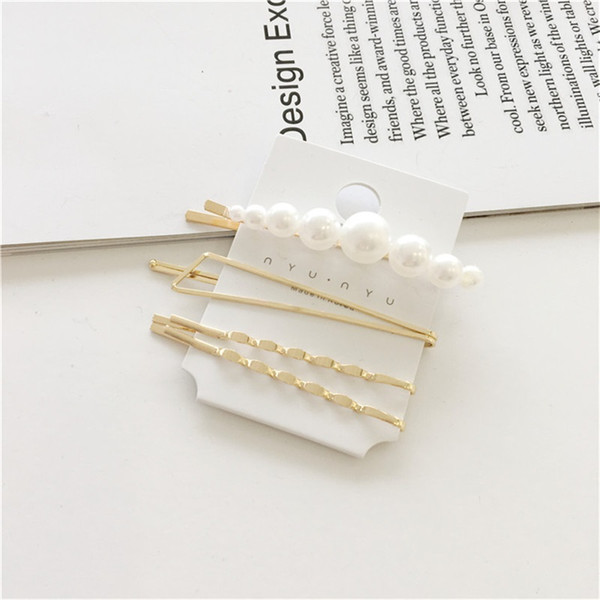 TOP Gold Metal Minimalist Geometric Irregular Hair Clips Imitination Pearl Hairpins Barrette Hairgrip Hair Styling Accessories