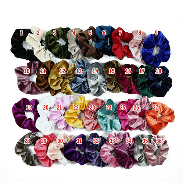 50pcs Girl Women's Velvet Hair Scrunchies Tie Accessories Ponytail Holder Scrunchy Hair bands velour Hair loop Pleuche Headwear