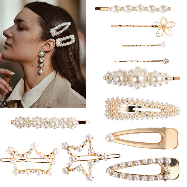 Girls Imitation Pearl BB Hair Clips Pins Simple Fashion Hairpins Women Luxury Sweet Hairgrips Accessories