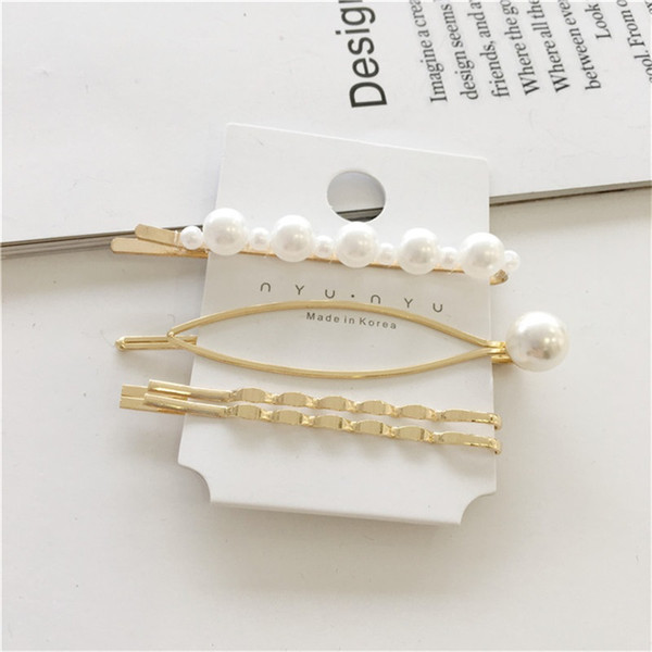 Newest Gold Metal Minimalist Geometric Irregular Hair Clips Imitination Pearl Hairpins Barrette Hairgrip Hair Styling Accessories