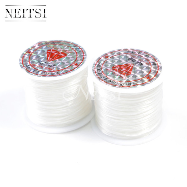 Neitsi 50Meters White# 5pcs/lot Crystal Beads Lines Elastic Cord Stretchy String Jewellery Cord Rolls Polyester Embroidery Sewing Thread