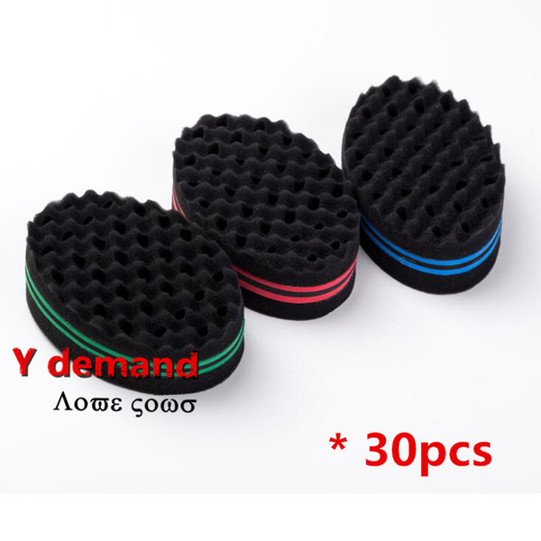 Y demand Oval Double Sides Magic twist hair brush sponge,30pcs Sponge Brush for Natural,afro coil wave dread sponge brushes Free Ship