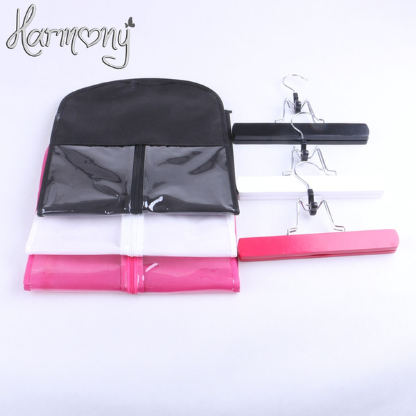 3 sets(3 bags+3 hanger) black pink white Hair Extension Carrier Storage Suit Case Bag Dust Proof Hair Extensions Bag