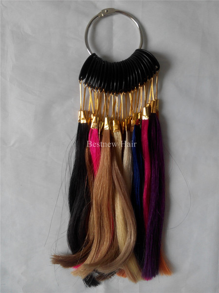 28 Colors/set Human Hair Made Color Ring Chart Wheel For Human Hair Extensions