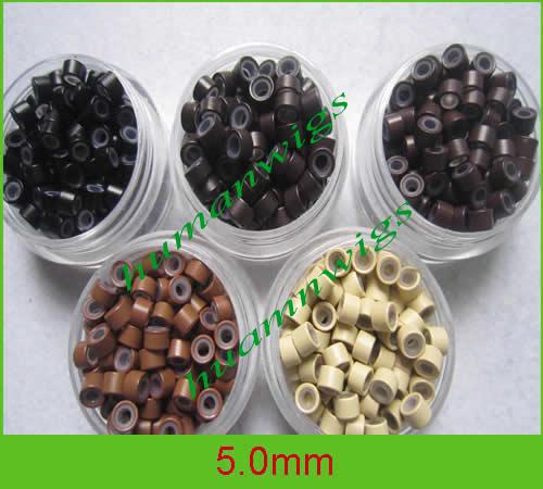 Mix color 5mm silicone micro rings Feather micro rings beads