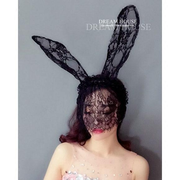 Woman headdress hair A sexy nightclub fun accessories dream adjustable eyelash lace long rabbit ears Headband Headdress hairpin