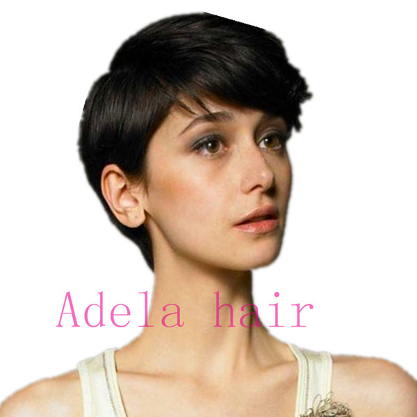 New Arrival Cheap Pixie Cut short glueless wig with bangs for african americans Best brazilian hair wigs Lace front human hair wigs