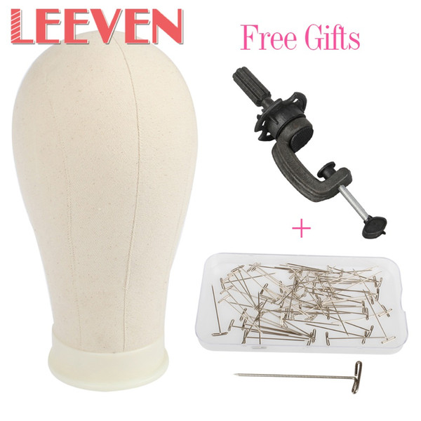 Leeven Canvas Head for Hair Extension/Lace Wigs/Display Styling Mannequin Manikin Head Wig Stand/Head Dryer/Making Wig Free Gift