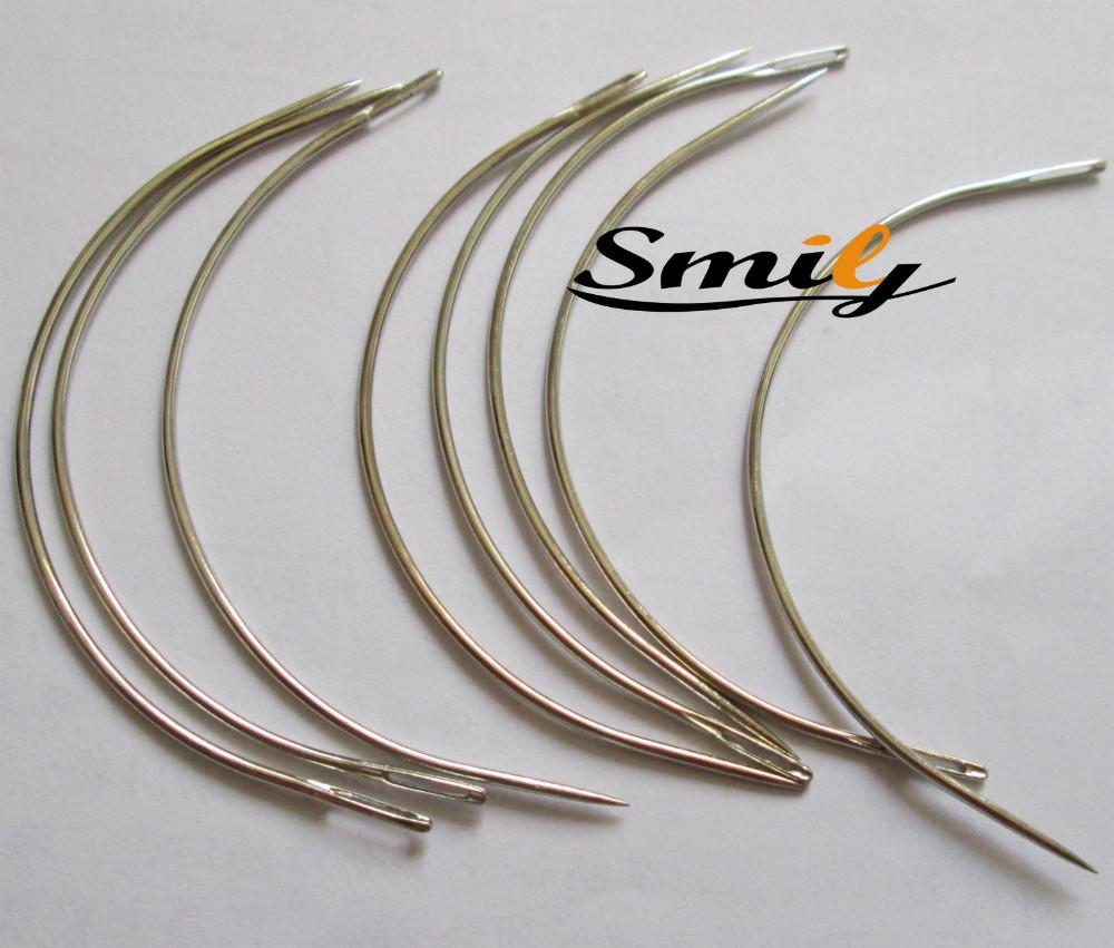 Free shipping big length 9cm long C type curved needles for hair weft /hair weaving needles/weave machine sewing needle