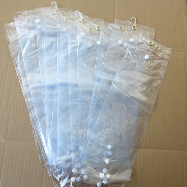 Wig Plastic Package Bags Toupee Packing Bag Wigs Tools Transparent 16-32inch PVC Button Close Pothook Hole Hairpiece Tools