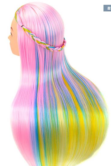 Beautiful Rainbow Mannequine Head For Hair Braiding And Coiling Exercising Three colors Are Mixed Two styles High Quality