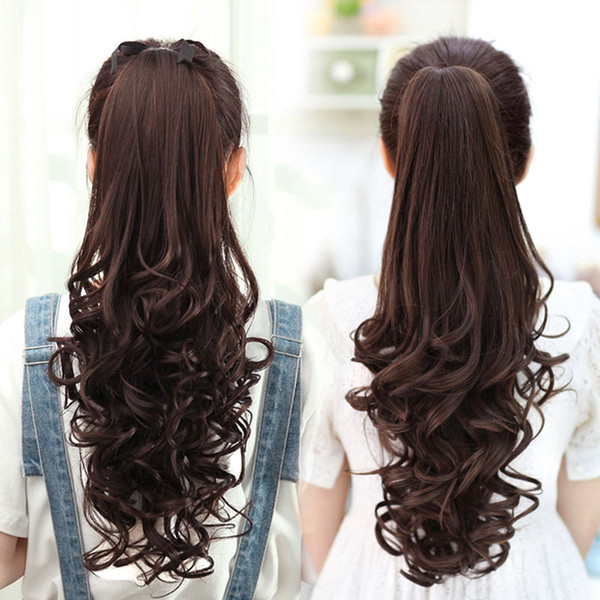 Female Wig Ponytail Long Curly Hair Big Wave synthetic Wig Long Women Lady Clip In Hair Extensions Hairpiece pony tail