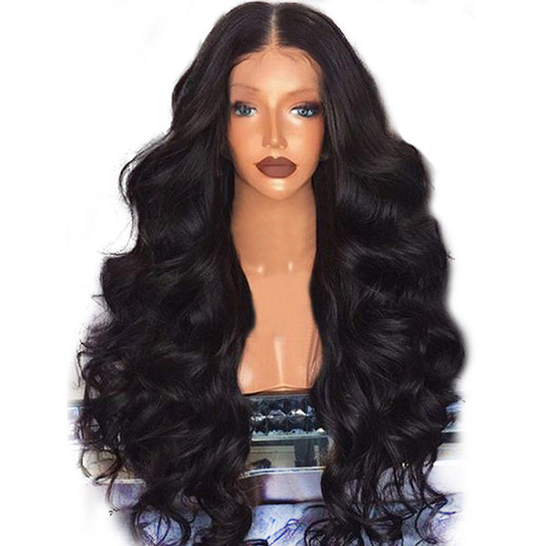 New Fashion Full Wig Brazilian Remy Human Hair Body Wave Human Long Black Hair Wigs Beautiful For Women