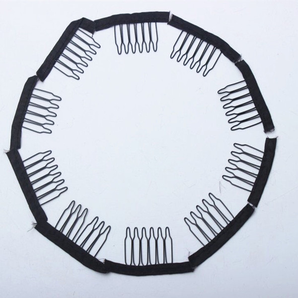 Cheap Hair tools Hair Combs For Wigs Black Brown Color 50pcs Hair Clips 5 Teeth Stainless Steel Wigs Combs For Making Wigs