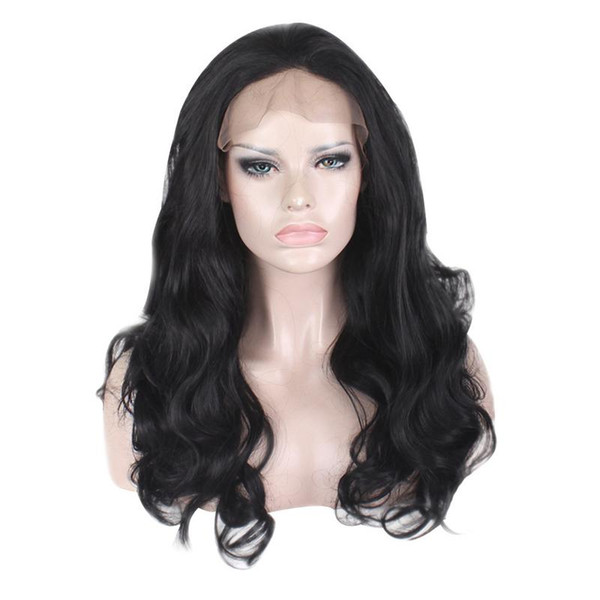 Natural Black Lace Front Wig Long Curly Heat Resistant Synthetic Fibers Wigs Natural And Breathable Waves Soft For Black Women