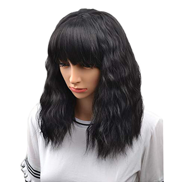 Hair Care Wig Stands Synthetic Fibers Curly Bobo Wig Natural 2018 Hot Women's Short Black Fashion Hair Modern Nov5