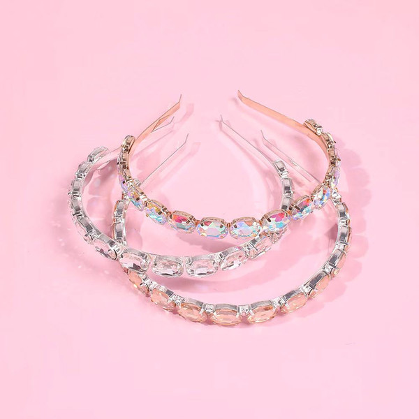 Head Band Hair Hoop Headband Hair Hoop Europe and the United States Glass Brick All Matched Thin Edge Temperament Elegant ins Same Style