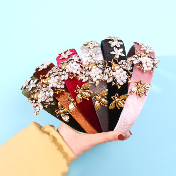 Headband Hair Hoop Accessories European Royal Exaggerated Retro Wide - Brimmed Hair Decoration Small Bee Fashion Pressure Hair Temperament