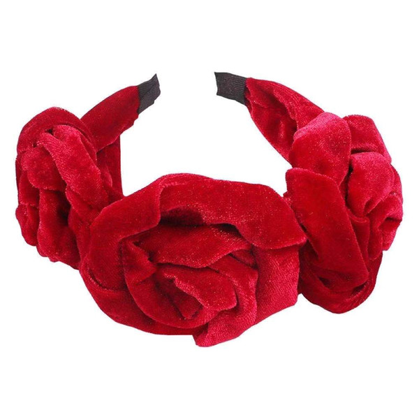 Hair Hoop Accessories Band Headband European American New Simulation Cloth Art Rose Flower Cross-border Retro Style Delicate Golden Velvet