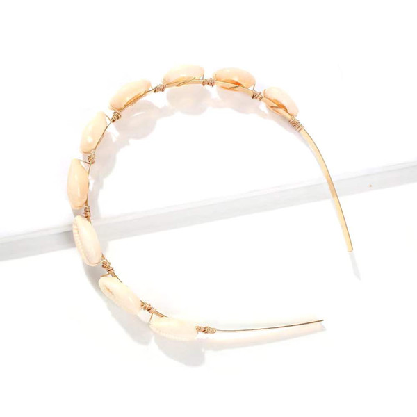 Hair Accessories Hoop Headband Clasp European & American Creative Shell Handmade Headwear New Simple Color Natural Stone Web Celebrity