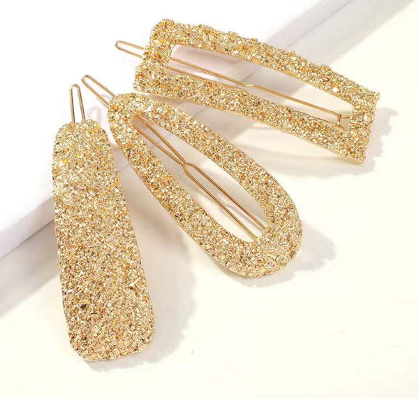 Hairpin HairAccessories & Tools Clasp European and American Hot New Hair Clip Set of Three Cross-border For Metal Geometry Edge