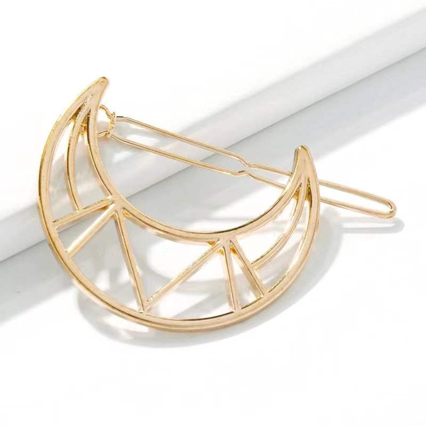 Hair Accessories Hairpin Pin Clasp Fashion Nice Moon Five-pointed Star Round Geometric A Word Clip Female Origin Wholesale