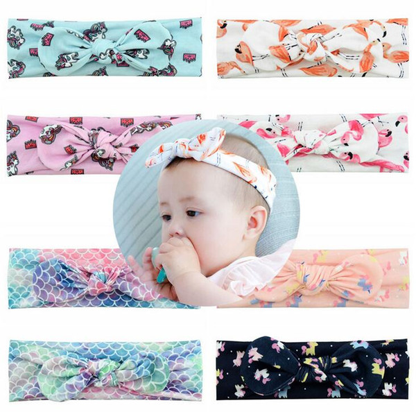 Tatyking Hot Unicorn Mermaid Baby Chinese Knot Hair Band Baby Rabbit Ears Headband Hair Accessories PH0151