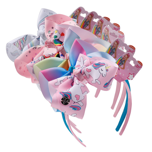 Fashion Multicolor Cute Solid Kids Hairbands Princess Hair Accessories 6 Inches Bowknot Ribbon Headbands 6 Colors