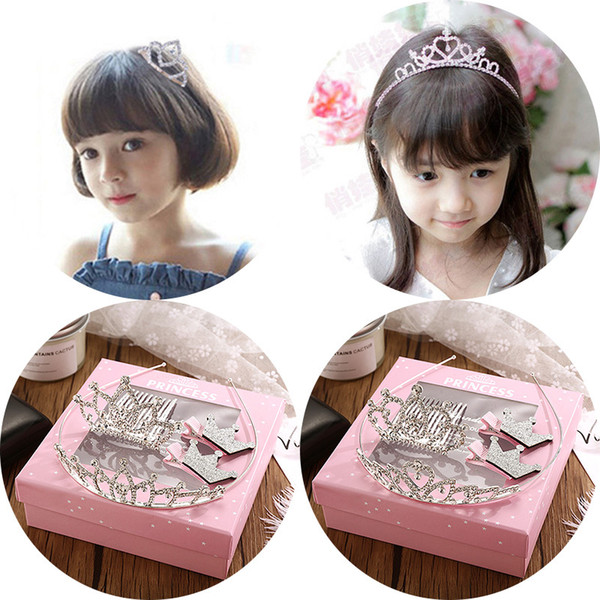 4 pcs/set-Children's Headwear Birthday Gift Box Set Princess Diamond Crown Hair Hoop Hairpin Hair Comb Girl Hair Accessories