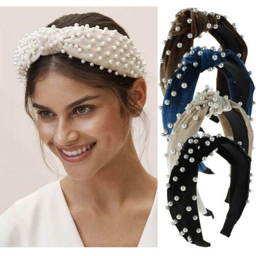 Pearl Velvet Headband Hoop Hair Tie Knot Hairband Knot Wide Hairband with Pearl Knotted Hairband customized Hair Accessories