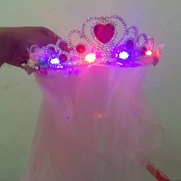 Children's wedding veil headdress wreath Korean long yarn new light crown veil wholesale