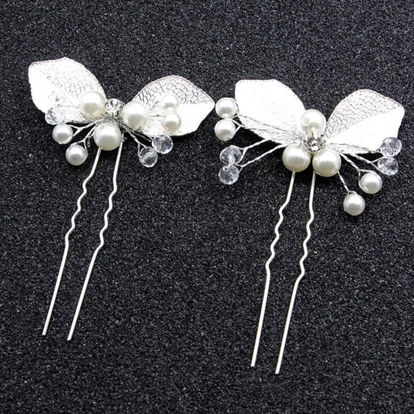 Baroque style exqusite hair accessories U shape leaf hairclip hairpin new bride headband hair sticks artifical jewelry free