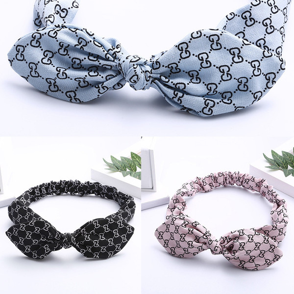 The Korean version of the changeable fashion fabric bunny ears hair band with Contrast color wide edges simple headdress of retro headbands