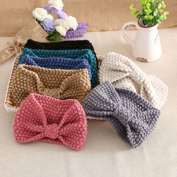 1 PC Women Lady Crochet Bow Knot Turban Knitted Head Wrap Hairband Winter Ear Warmer Headband Hair Band Accessories