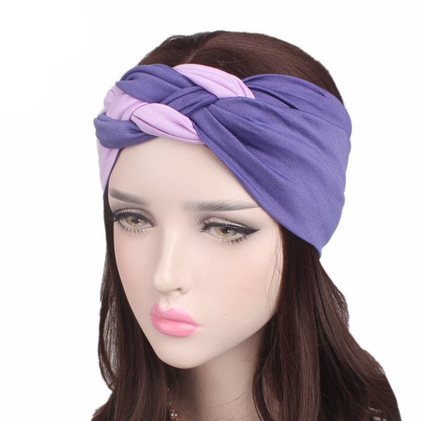 Fashion Women Soft Twist Hairband Turban Knitted Knot Elastic Cross Headband Headwear Ladies Girls wide Hair Band Accessories